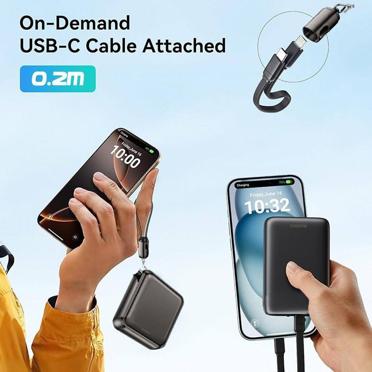 **پاوربانک 20000 میلیآمپر ریمکس مدل FC-07 مینی فست شارژ 22.5 وات با کابل تایپسی و بند حمل**